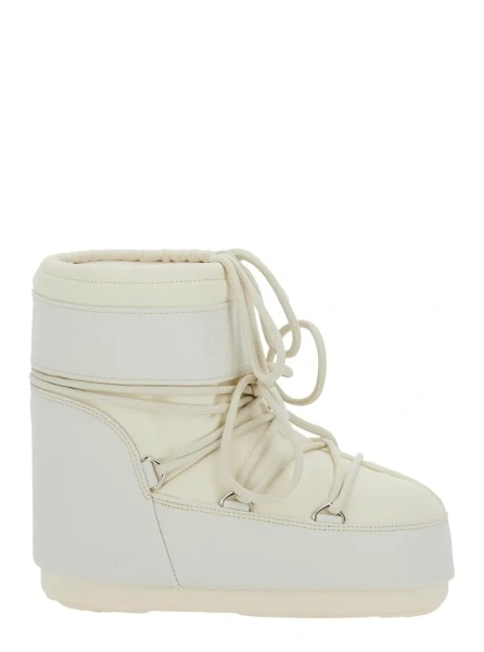 Botine Moon Boot albe din material textil