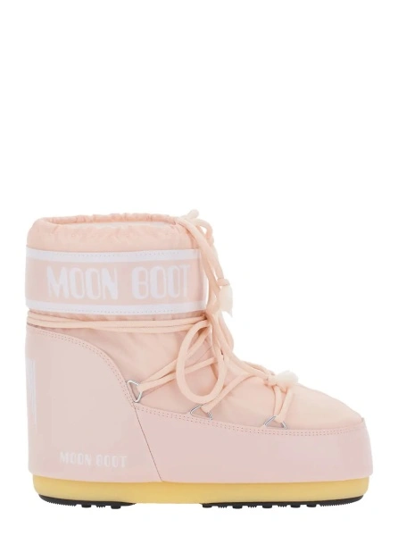 Botine Moon Boot roz din material textil tehnic