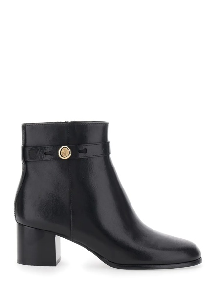 Botine Romy Boots with 50 MM Heel in Black Leather for Women