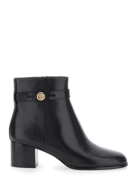 Botine Romy Boots with 50 MM Heel in Black Leather for Women