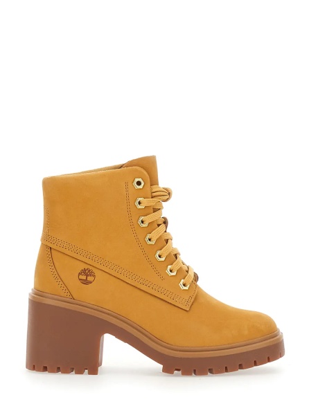 Botine 'Stone Heights' Yellow Ankle Boots with laces on the front and square heel in leather for women