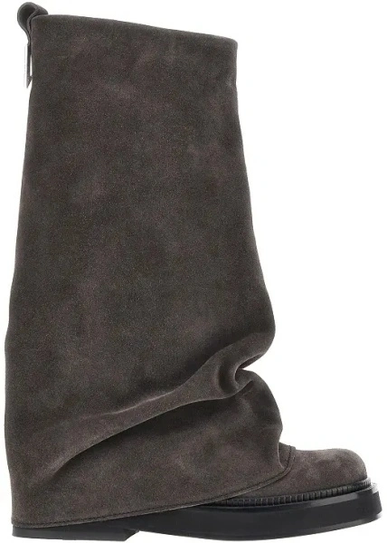Botine THE ATTICO gri din piele intoarsa