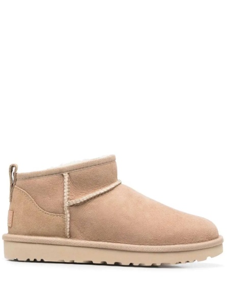 Botine W CLASSIC ULTRA MINI II - Beige Ankle Boots - Suede - Women