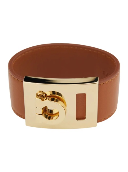 Bratari Bracelet 'Hug' with Gancini Detail in Smooth Brown Leather for Women