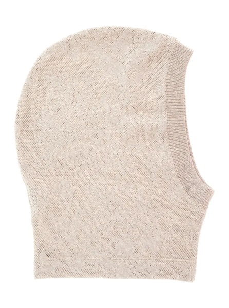 Caciula Beige balaclava hat with ribbed edges in wool blend for women