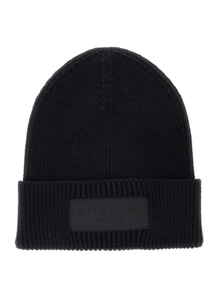 Caciula Black beanie with logo patch on the front in cotton blend for boy