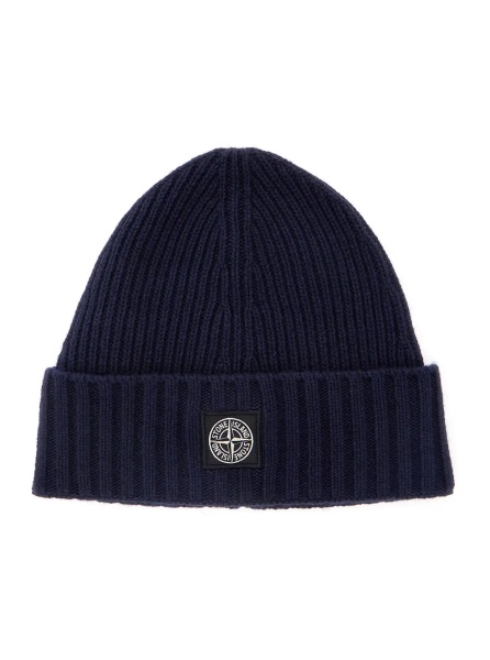 Caciula Blue Beanie with Logo Patch on the Front in Wool Blend Boy