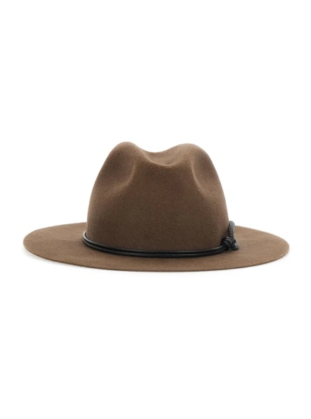 Caciula brown Hat with applied Monile band in felt for women