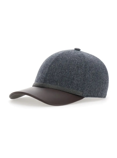 Caciula grey hat with applied Monili details in Wool woman