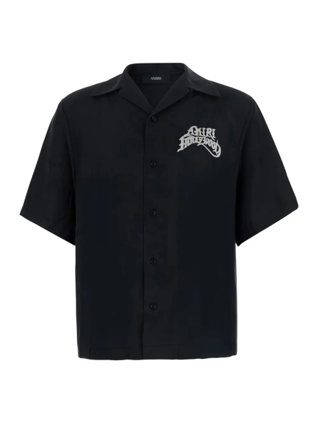 Camasa Black Shirt with logo on the front and back in Fabric for men