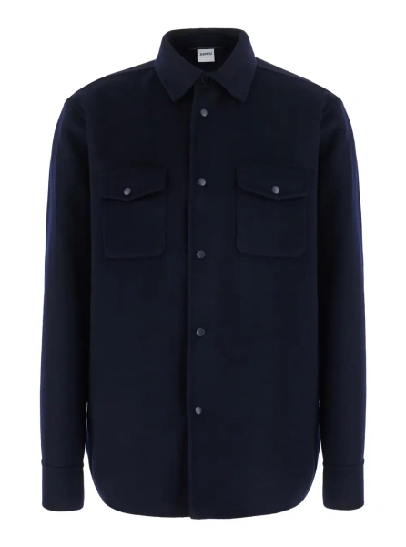 Camasa Blue Shirt with Classic Collar and Long Sleeves in Wool for Women