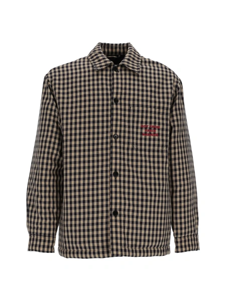 Camasa casual BEIGE Check Overshirt With Slogan