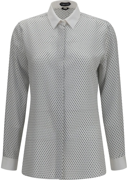 Camasa casual Diamond print silk crêpe de chine Shirt