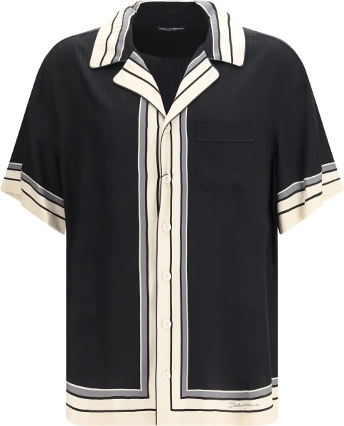 Camasa casual Hawaii Shirt with logo and striped print
