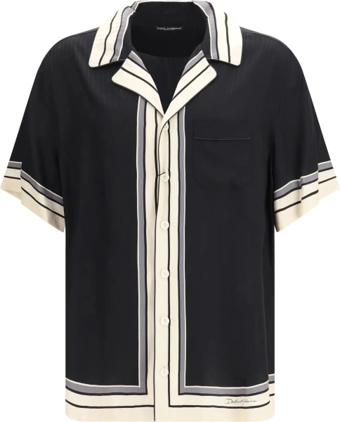 Camasa casual Hawaii Shirt with logo and striped print