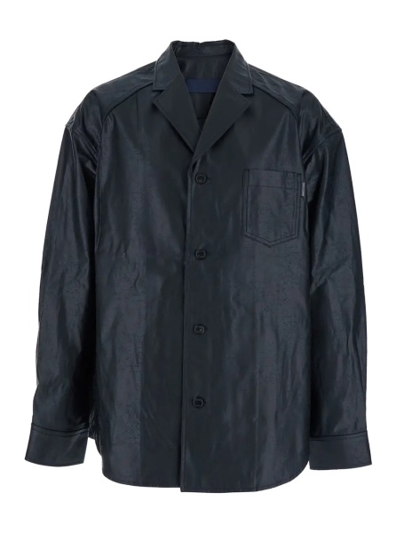 Camasa Dark Blue Shirt with Classic Collar and Chest Pocket in Cotton Man