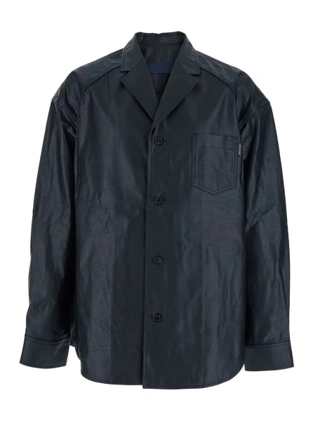 Camasa Dark Blue Shirt with Classic Collar and Chest Pocket in Cotton Man