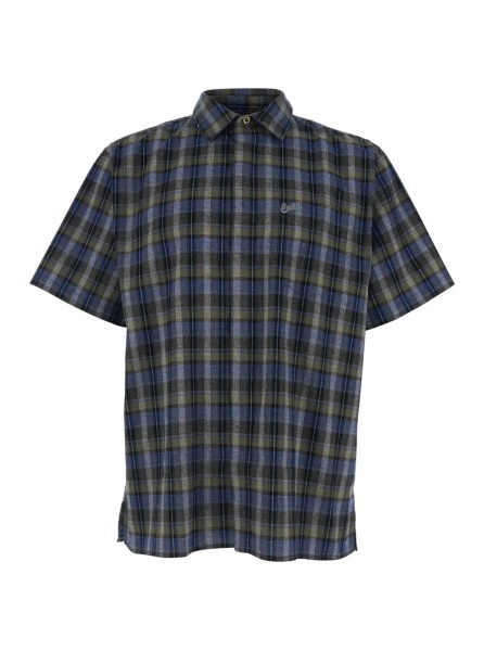 Camasa grey short-sleeved shirt with check motif in cotton blend man