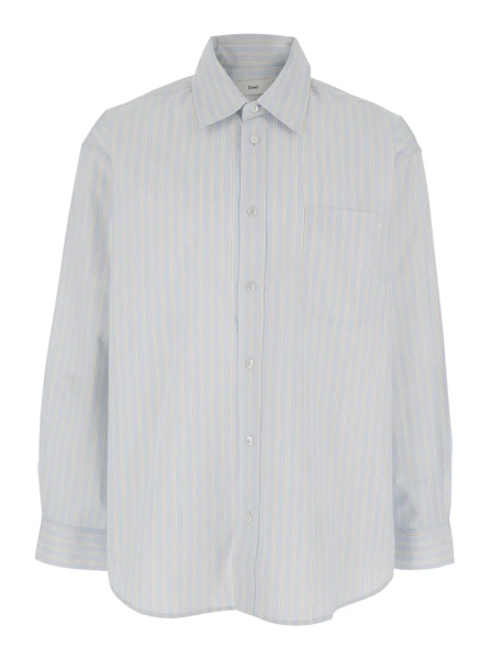 Camasa Light Blue Shirt with Classic Collar and Striped Cotton for Men