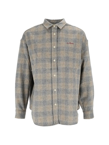 Camasa Mc2 Saint Barth gri din lana si polyester