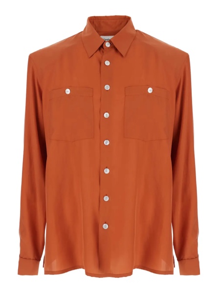 Camasa Orange Silk Classic Collar Shirt for Men