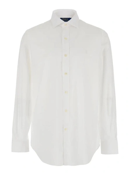 Camasa Ralph Lauren alba din bumbac 'Custom Fit'