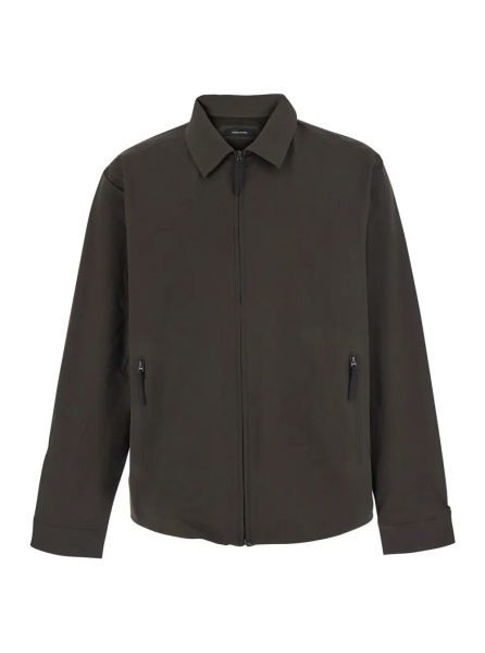 Camasa Shirt in Tech Fabric with Classic Collar and Long Sleeves Brown Unisex