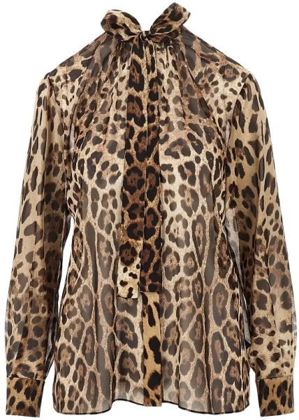 Camasa Silk georgette shirt with Leo print