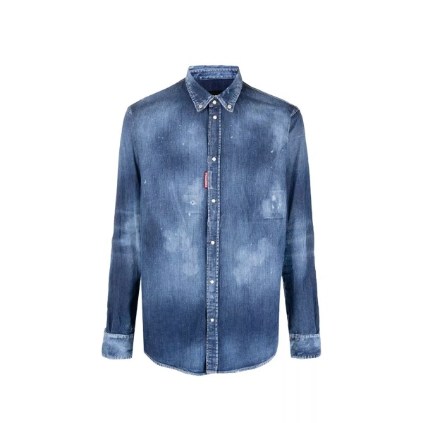 Camasi Dsquared2 Distressed Effect Denim Shirt