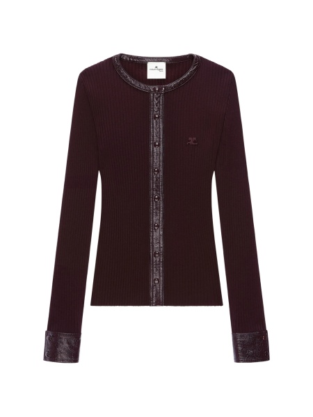 Cardigan COURRÈGES rosu din polyester si vascoza
