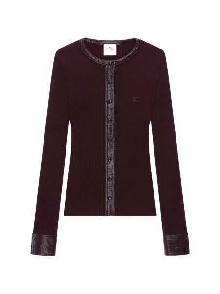 Cardigan COURRÈGES rosu din polyester si vascoza