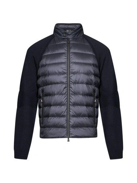 Cardigan Moncler Grenoble albastru din material textil