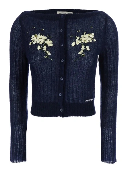 Cardigan SHUSHU/TONG albastru din mohair si lana