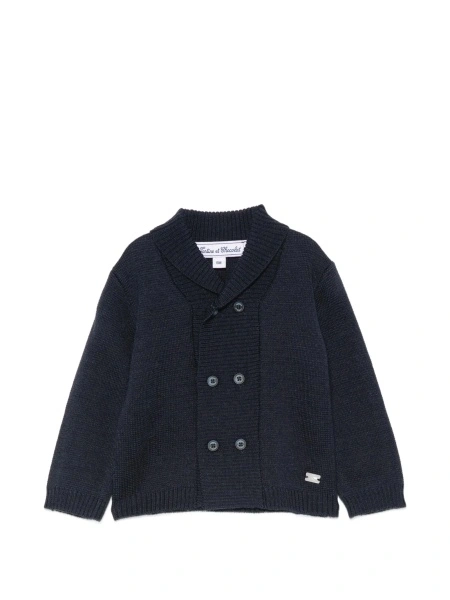 Cardigan Tartine et Chocolat albastru din lana si acrilic