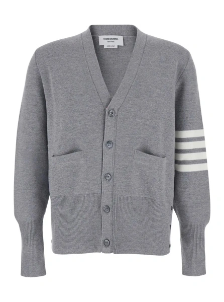Cardigan Thom Browne gri din lana