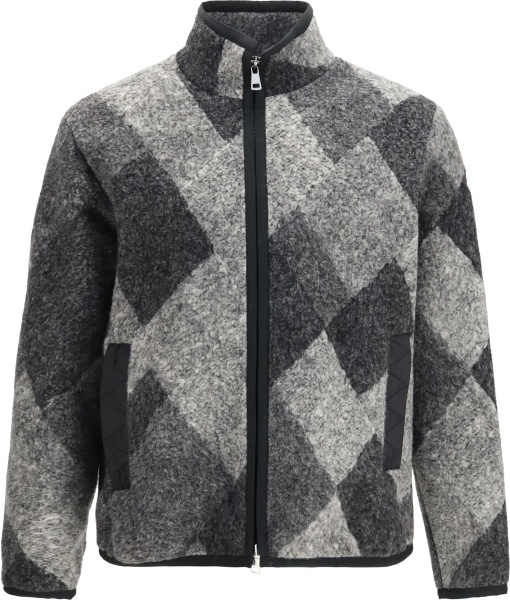 Cardigan Wool blend zip Cardigan with diamond pattern