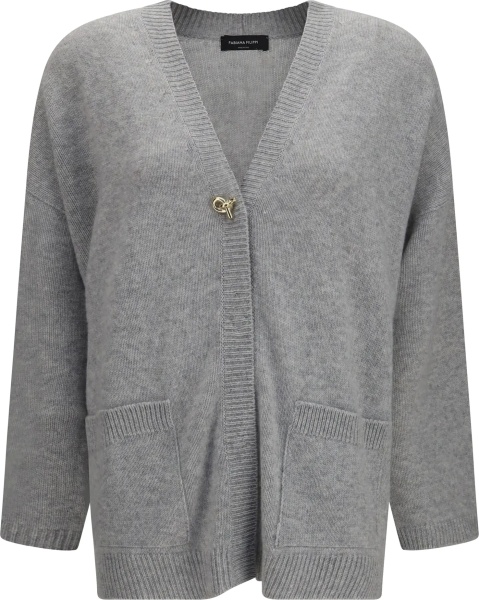 Cardigane Cashmere Cardigan with V-neck and knot button