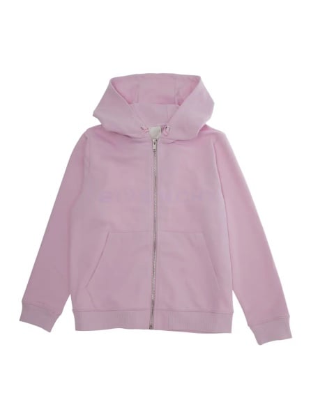 Cardigane Pink Cardigan with Fixed Hood and Logo Lettering in Cotton Boy