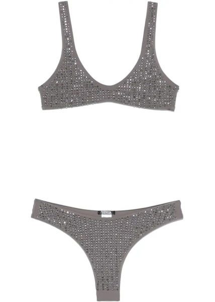 Costum de baie Crystal-embellished Lycra bikini