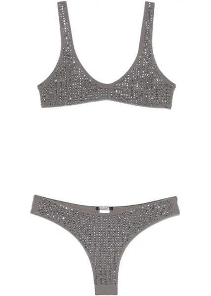Costum de baie Crystal-embellished Lycra bikini