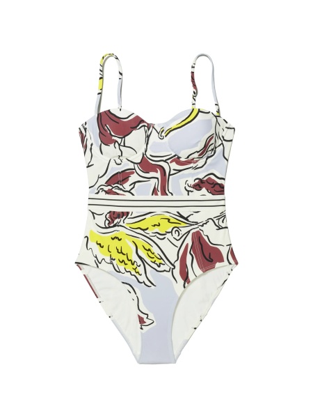 Costum de baie intreg Tory Burch alb din nylon si elastan