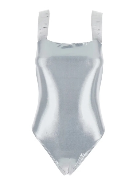 Costum de baie One-Piece Swimsuit with Greca Detail on the Straps in Stretch Tech Fabric for Women