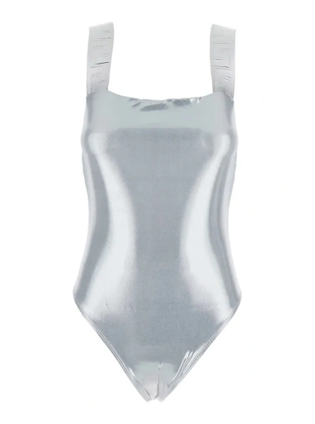 Costum de baie One-Piece Swimsuit with Greca Detail on the Straps in Stretch Tech Fabric for Women