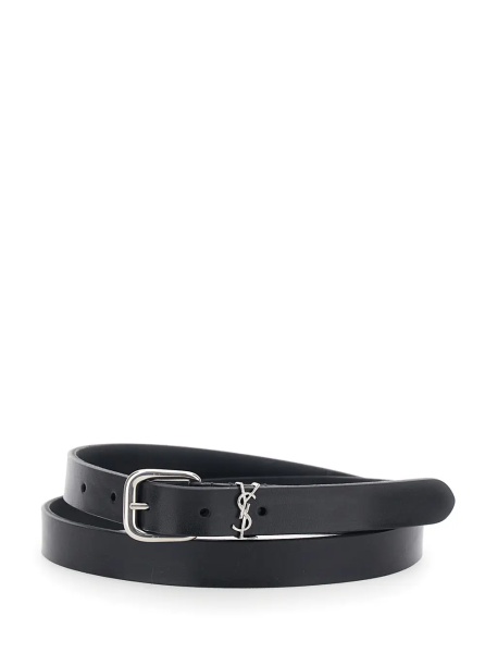 Curea Belt with Cassandre Plate on the Front and Adjustable Buckle in Black Leather for Men