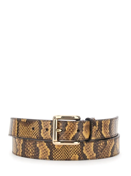 Curea Brown Belt with all-over python print in leather for men