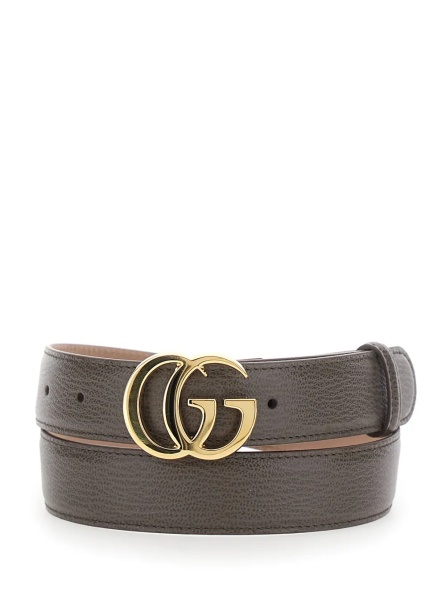 Curea Brown Belt with GG Plate on the Front in Leather for Women