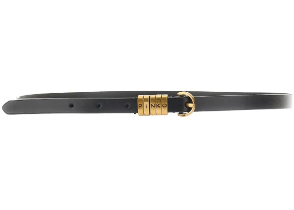 Curea Leather belt with lettering logo loops