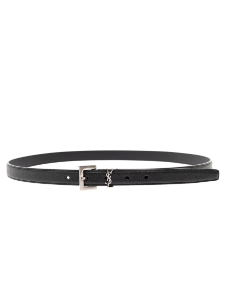 Curea Leather Belt with Silver Metal Buckle Men YSL