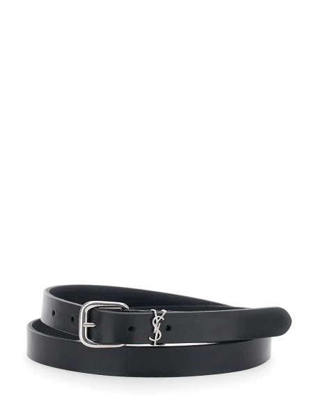 Curea Saint Laurent neagra din piele