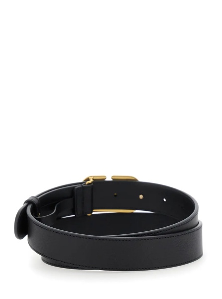 Curea VLogo Hammered Leather Belt for Women